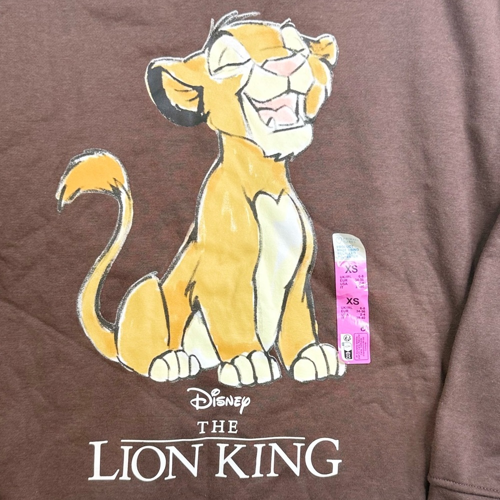 NWT Disney The Lion King Sweatshirt Simba Size Xs Brown Color A020725 - Picture 2 of 6